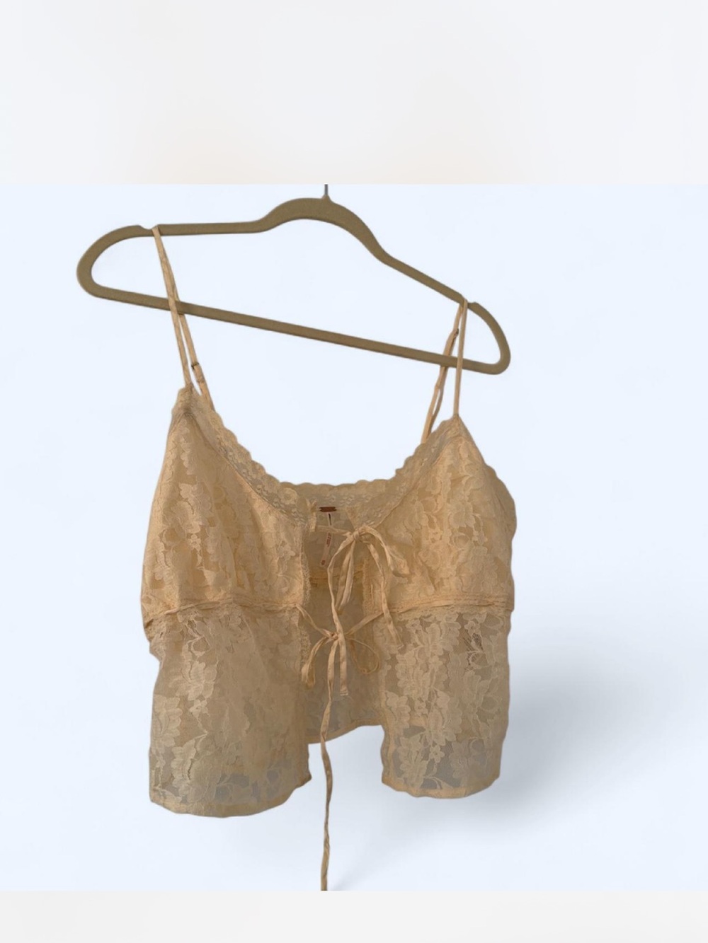 Free People Beige Lace Tie-Front Camisole